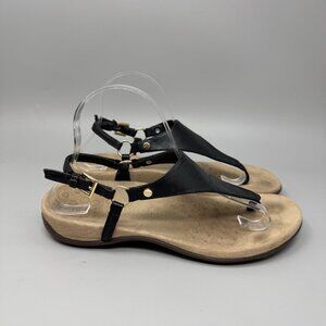 Vionic Womens 8.5 Kirra Sandals Shoes Black Thong Slingback Orthotic Flats